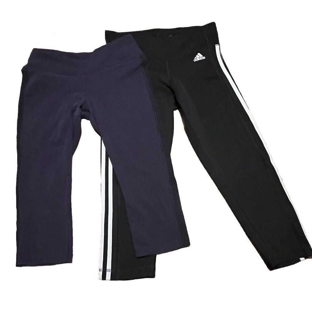 Lot Of 2‎ Nike Dri Fit Adidas Climalite M Black Navy Crop Yoga Pants Gym